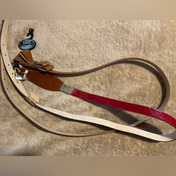 NWT. 2 Women’s Steve Madden Belts. Size Large.Faux Leather. Brown & Red 2 Tone. - Picture 5 of 6
